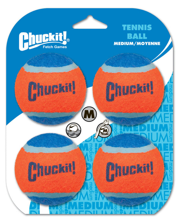 Chuckit! Tennis Ball Dog Toy Hang Tab Blue/Orange MD 4pk
