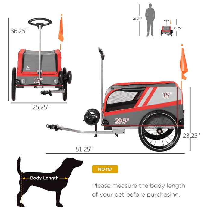 Furr Baby Gifts Pet Bike Trailer 2-in-1 Travel Stroller