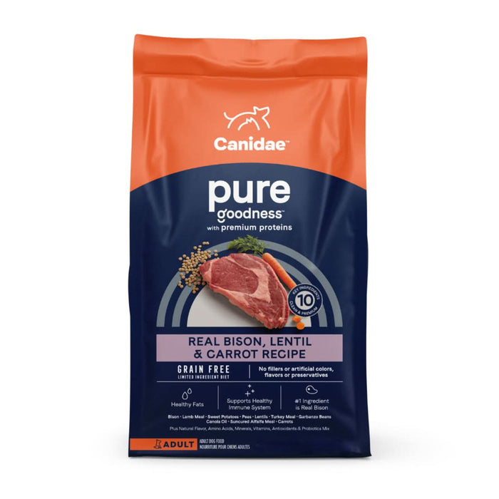 CANIDAE PURE Goodness Grain-Free LID Dry Dog Food Bison, Lentil & Carrot 4lb