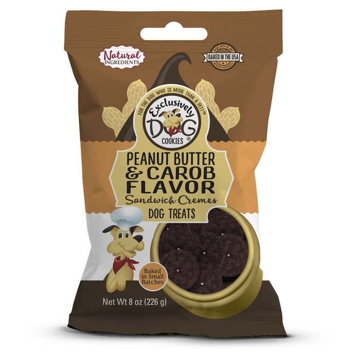 Exclusively Pet Peanut Butter & Carob Flavor Sandwich Cremes Dog Treats 8 oz