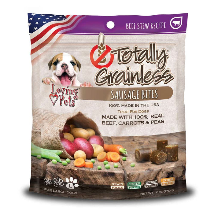 Loving Pets Totally Grainless Sausage Bites Dog Treat Beef Stew 6oz