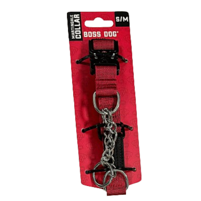 Boss Dog Martingale Dog Collar Red SM/MD