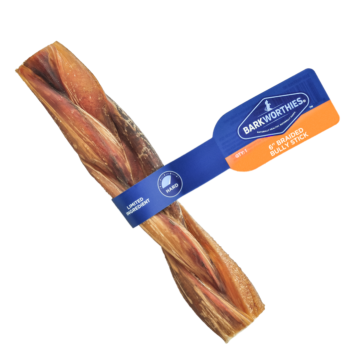 Barkworthies Naturally Scented Braided Bully Stick 6 Inches 30 Count - Image 2