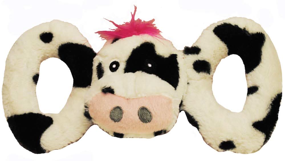 Jolly Pet Tug-a-Mals Cow Dog Toy Black/White XL 6in