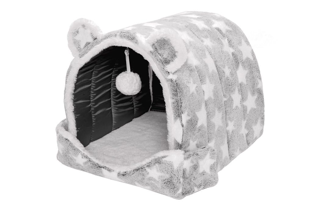 Fur Haven Pet Products Print Fleece Cozy Cave Gray Stars SM