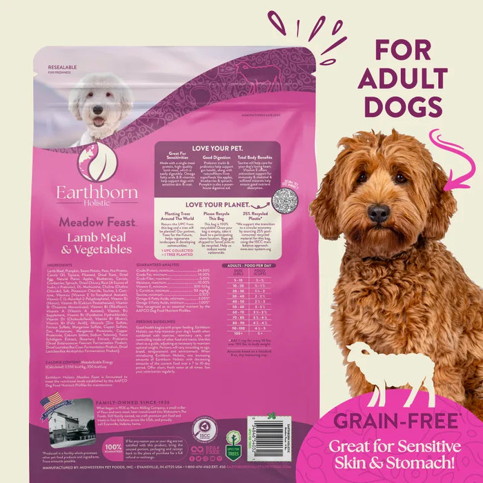 Earthborn Holistic Meadow Feast Grain-Free Dry Dog Food Lamb Meal & Vegetables 12.5lb