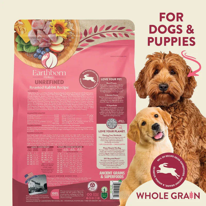 Earthborn Holistic Unrefined Ancient Grains & Superfoods Dry Dog Food Roasted Rabbit 25lb