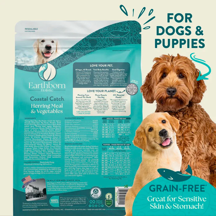 Earthborn Holistic Coastal Catch Grain-Free Dry Dog Food Herring Meal & Vegetables 4lb