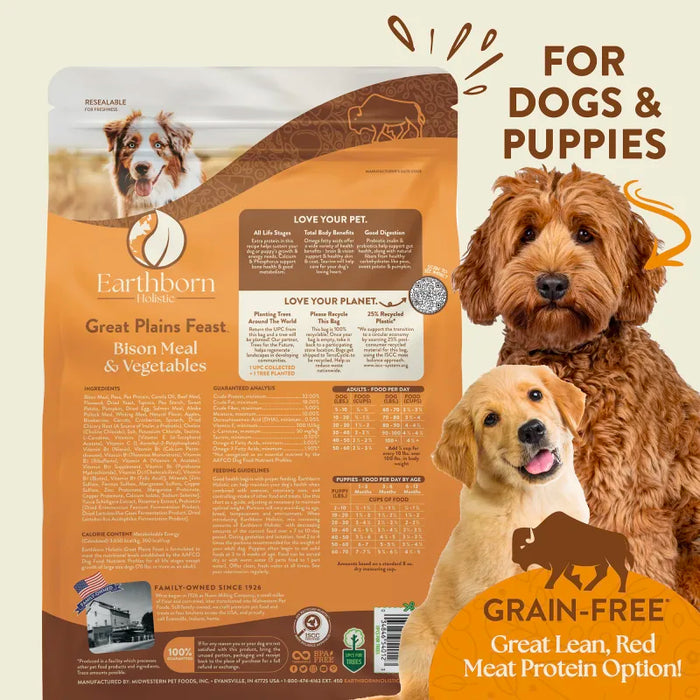 Earthborn Holistic Great Plains Feast Grain-Free Dry Dog Food Bison Meal & Vegetables 4lb