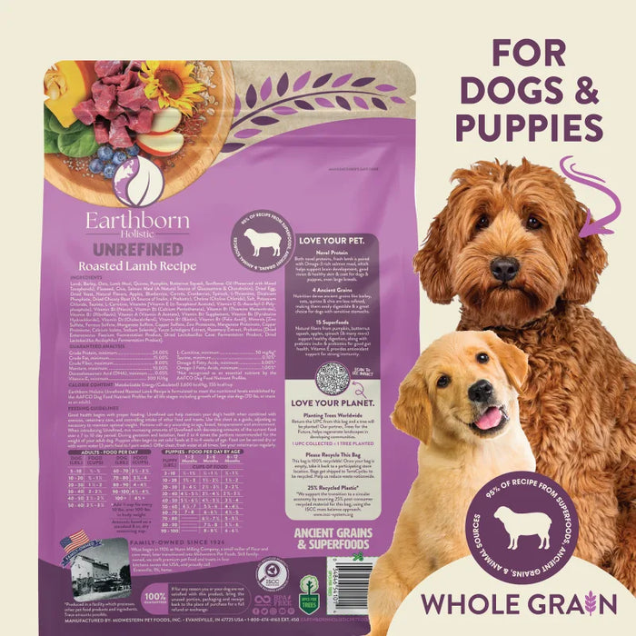 Earthborn Holistic Unrefined Ancient Grains & Superfoods Dry Dog Food Roasted Lamb 25lb