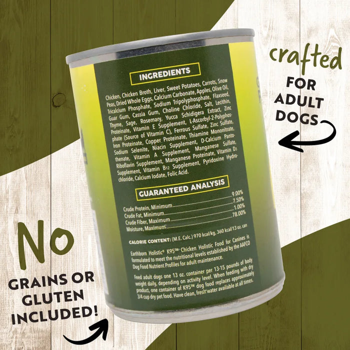 Earthborn Holistic Grain Free K95 Meat Protein Wet Dog Food Chicken 13oz (Pack of 12)
