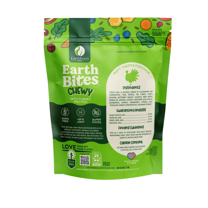 Earthborn Holistic EarthBites Chewy Soft Dog Treats Turkey 7oz