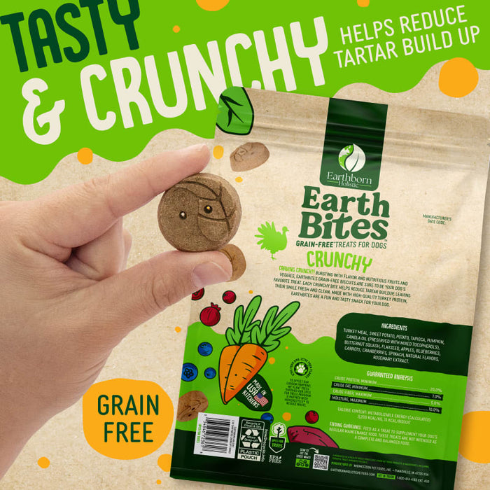 Earthborn Holistic EarthBites Crunchy Dog Treats Turkey & Pumpkin 10oz