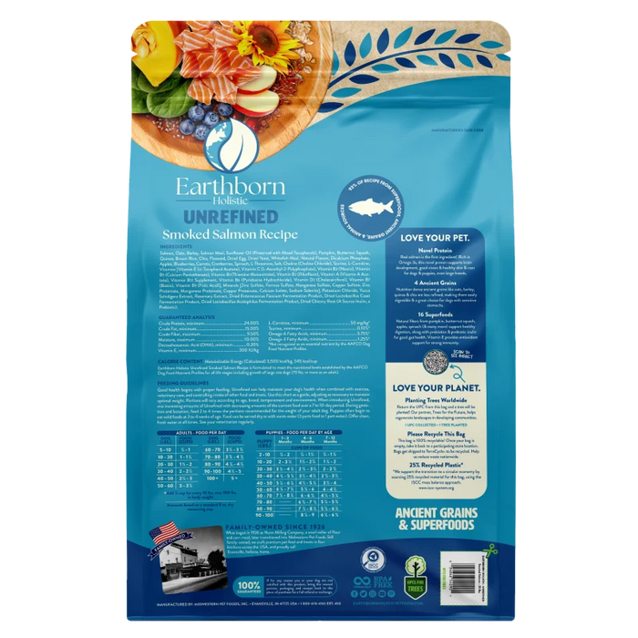 Earthborn Holistic Unrefined Ancient Grains & Superfoods Dry Dog Food Smoked Salmon 25lb