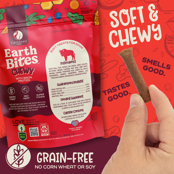 Earthborn Holistic EarthBites Chewy Soft Dog Treats Bison 7oz