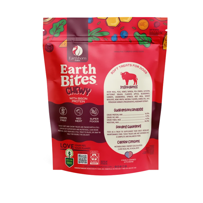 Earthborn Holistic EarthBites Chewy Soft Dog Treats Bison 7oz