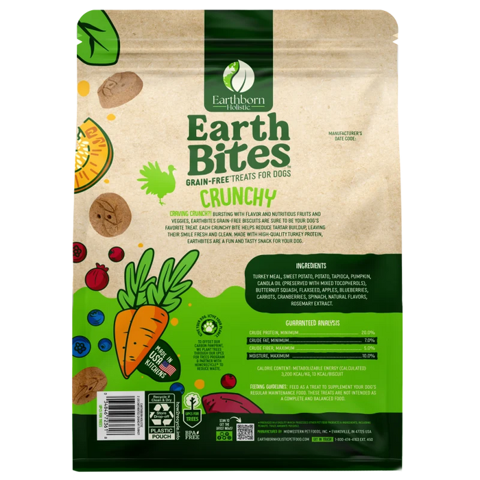 Earthborn Holistic EarthBites Crunchy Dog Treats Turkey & Pumpkin 10oz