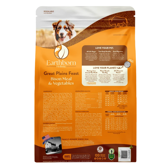 Earthborn Holistic Great Plains Feast Grain-Free Dry Dog Food Bison Meal & Vegetables 4lb