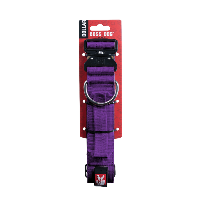 Boss Dog Tactical Adjustable Dog Collar Purple MD 15-18in