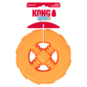 KONG Squeakz Wheel Dog Toy Orange LG - Image 2