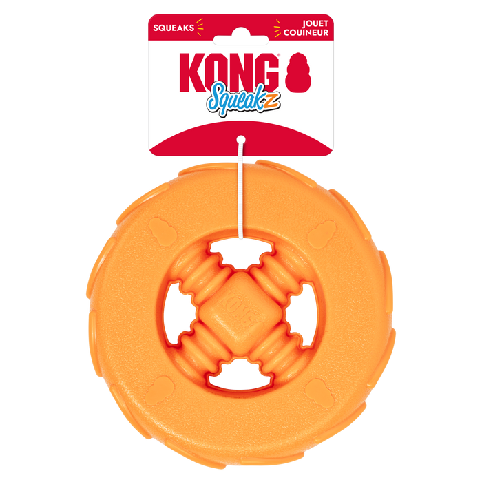 KONG Squeakz Wheel Dog Toy Orange LG - Image 2