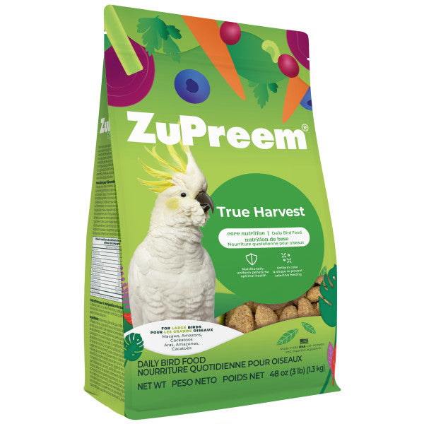 ZuPreem True Harvest Natural Bird Food for Large Birds - Macaws, Amazons, Cockatoos 3lb