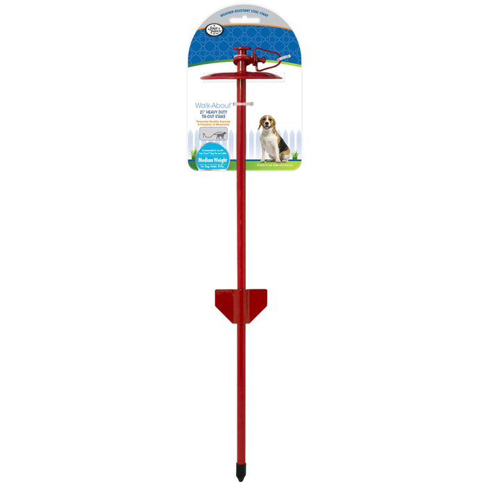 Four Paws Roam About Dog Tie-Out Stake Red 23 Inch