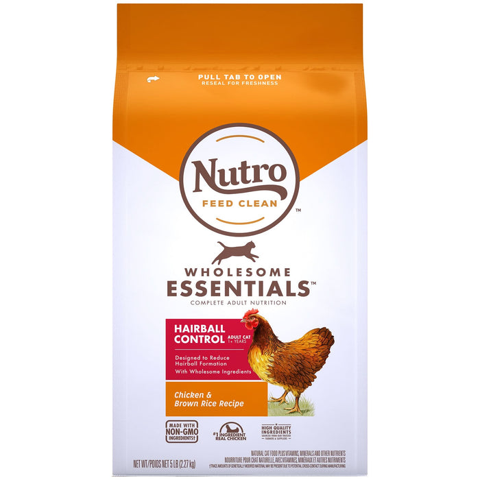 Nutro Products Wholesome Essentials Hairball Control Adult Dry Cat Food Chicken & Brown Rice 5lb