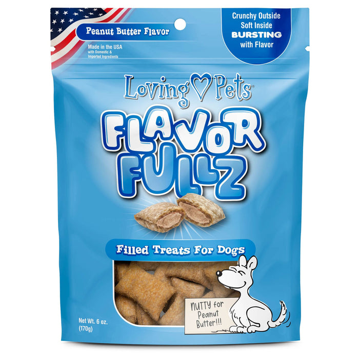 Loving Pets Flavorfullz Filled Dog Treats Peanut Butter 6oz