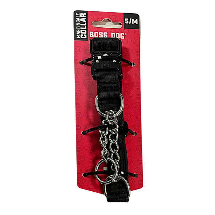 Boss Dog Martingale Dog Collar Black SM/MD