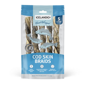 Icelandic+ Hand Wrapped Cod Skin Braid Dog Treats 7in 5pk - Image 2