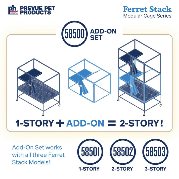 Prevue Pet Products Ferret Stack Add-On Unit, Black