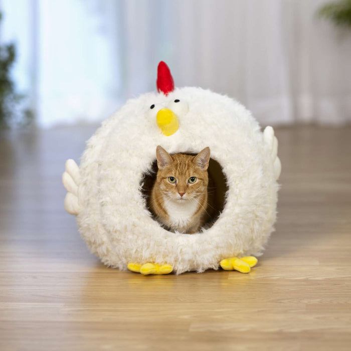 Prevue Pet Products Kitty Power Paws Comfy Chicken Hideaway for Cats, White