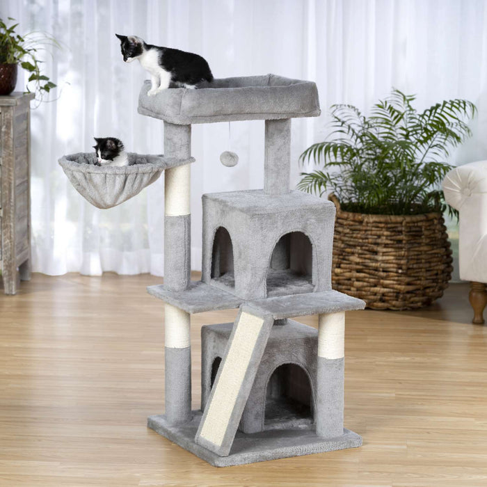 Prevue Pet Products Kitty Power Paws Comfy Kitty Cat Tree, Gray & White