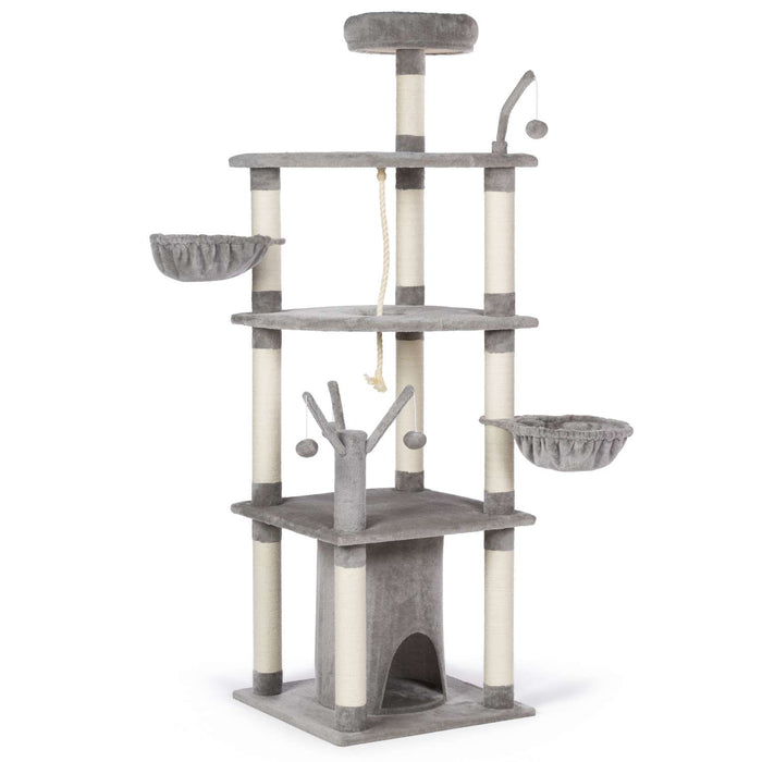 Prevue Pet Products Kitty Power Paws Everest Mountain Cat Tree, Gray & White