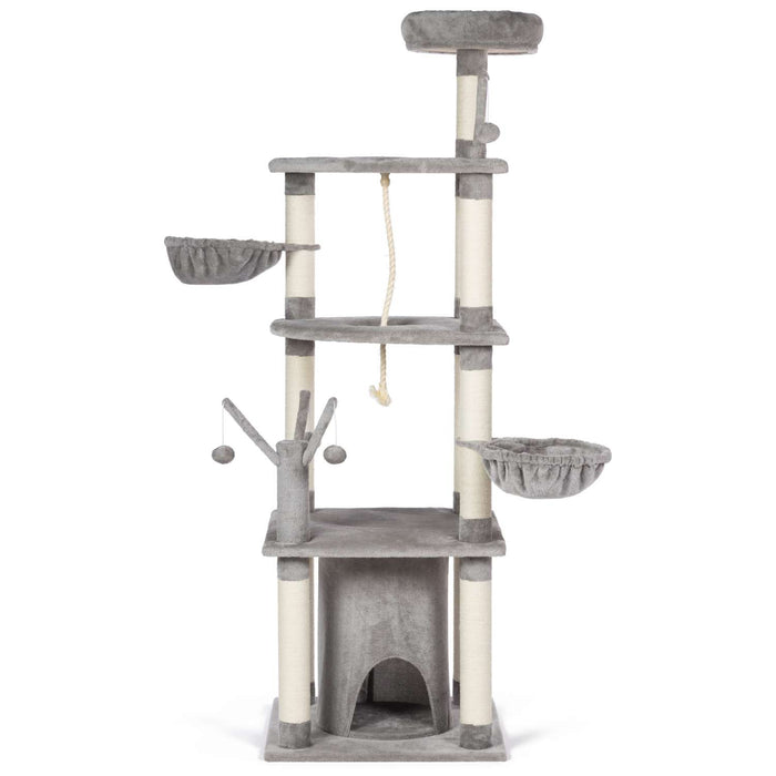 Prevue Pet Products Kitty Power Paws Everest Mountain Cat Tree, Gray & White