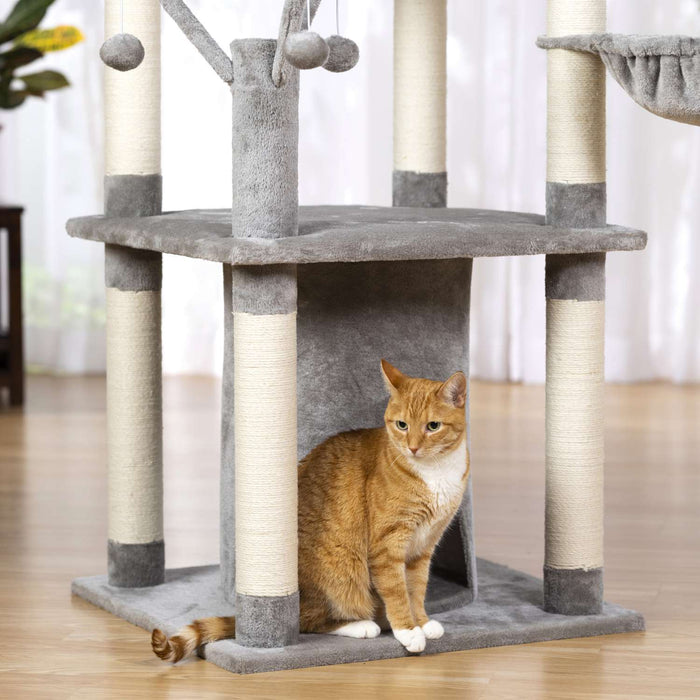 Prevue Pet Products Kitty Power Paws Everest Mountain Cat Tree, Gray & White