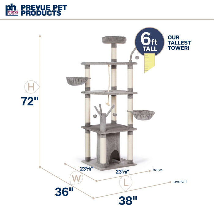 Prevue Pet Products Kitty Power Paws Everest Mountain Cat Tree, Gray & White