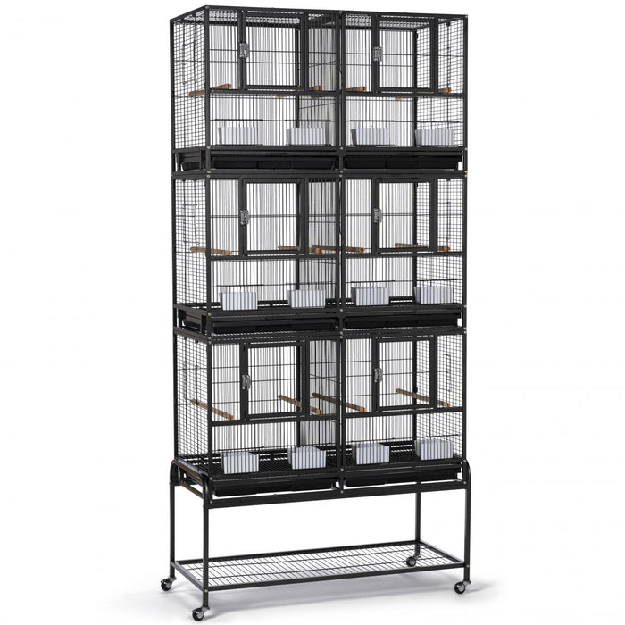 Prevue Pet Products Hampton Deluxe Divided Flight 3 Stack with Stand, Black