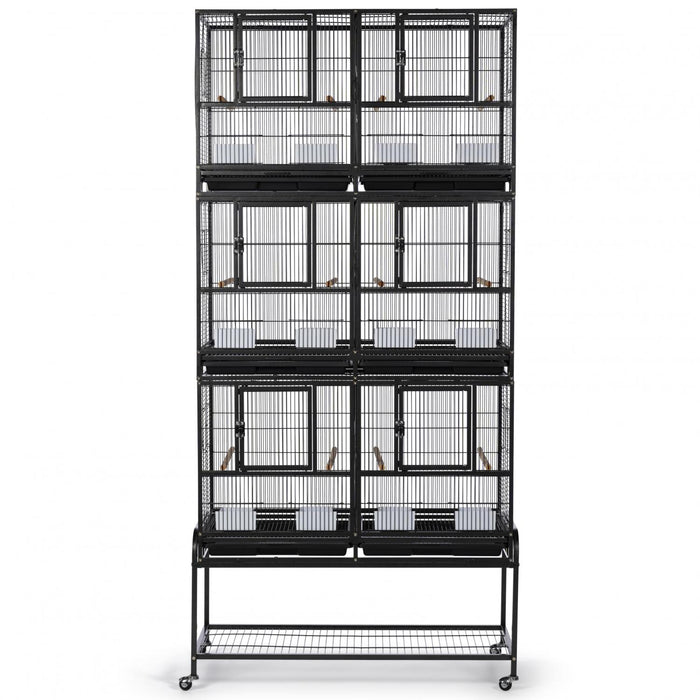 Prevue Pet Products Hampton Deluxe Divided Flight 3 Stack with Stand, Black