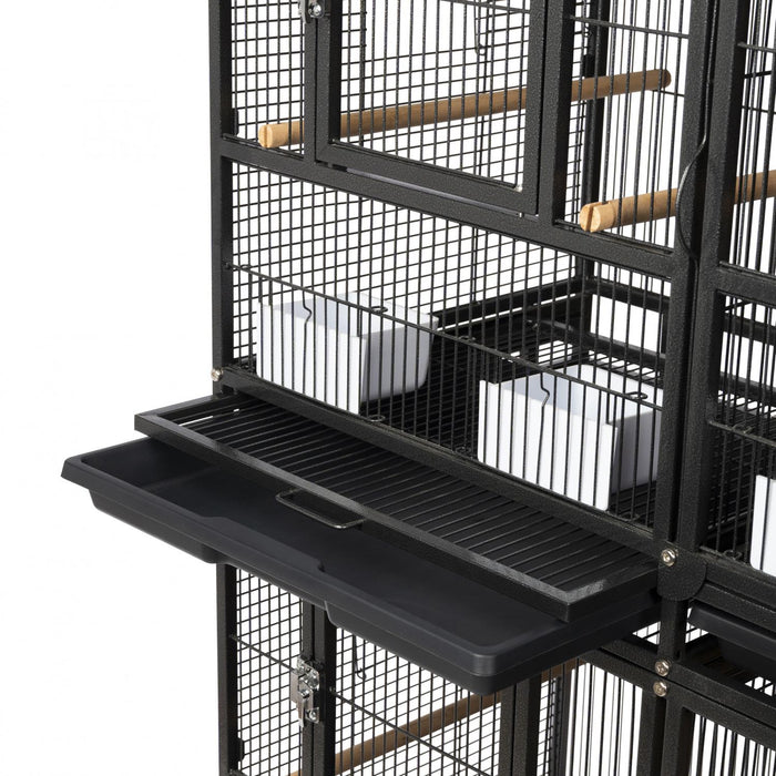 Prevue Pet Products Hampton Deluxe Divided Flight 3 Stack with Stand, Black