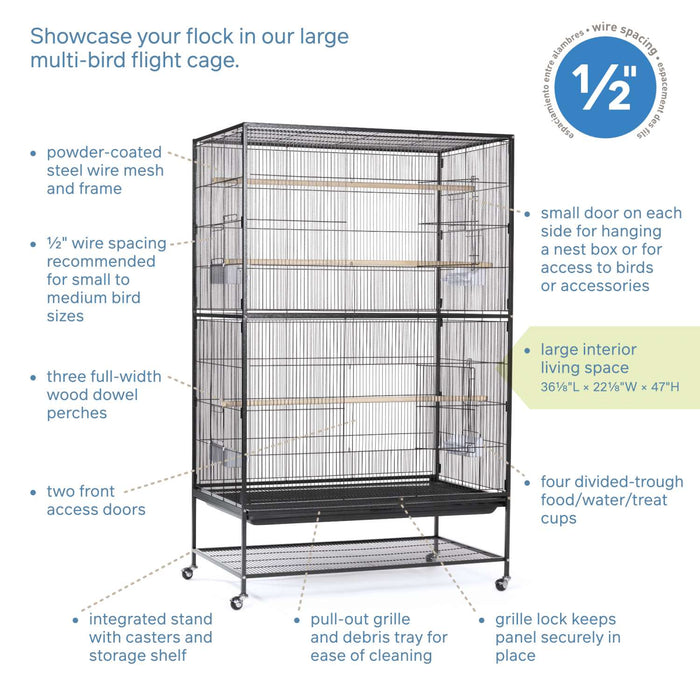 Prevue Pet Products Extra Large Flight Bird Cage, Black