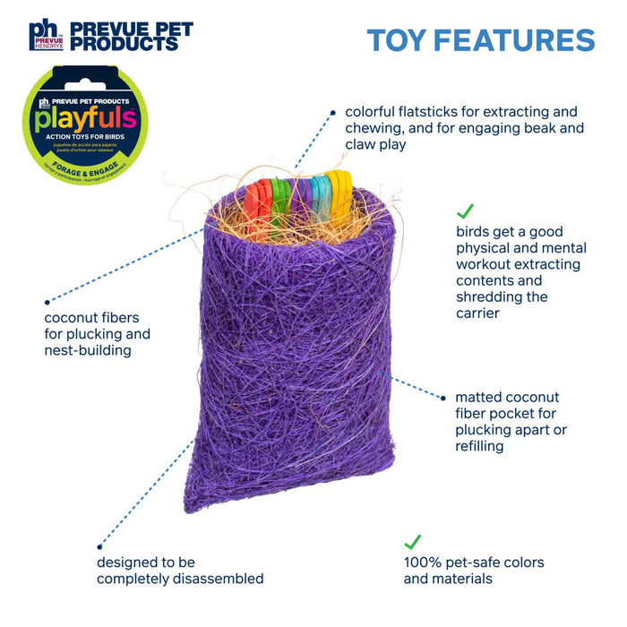 Prevue Pet Products Playfuls Physical & Mental Tear-riffic Pouch Small Grab Bag