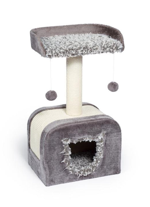 Prevue Pet Products Kitty Power Paws Shag Hideaway Cat Tree, Gray & Off-White