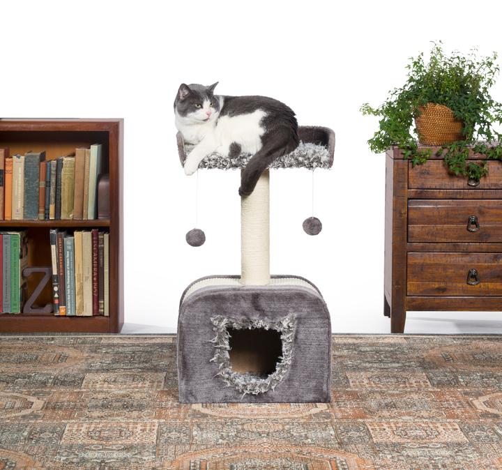 Prevue Pet Products Kitty Power Paws Shag Hideaway Cat Tree, Gray & Off-White