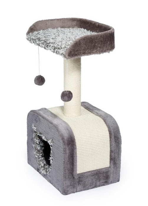 Prevue Pet Products Kitty Power Paws Shag Hideaway Cat Tree, Gray & Off-White