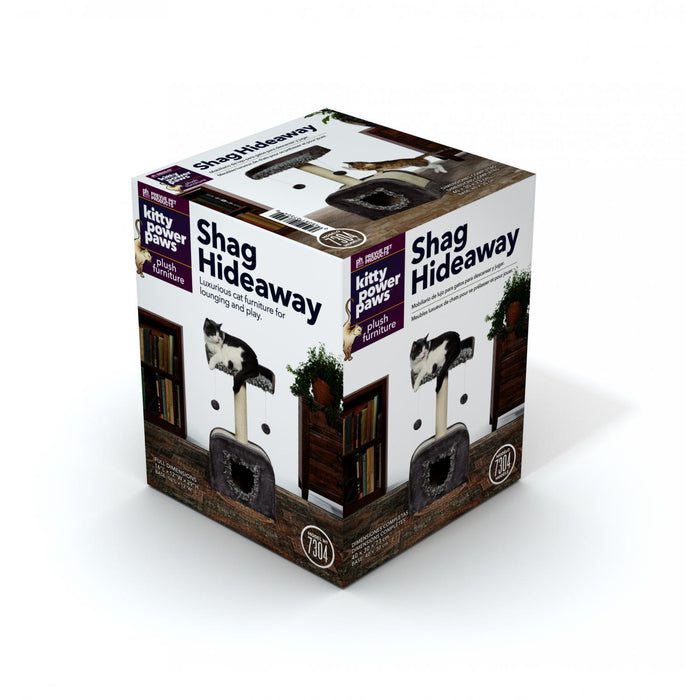Prevue Pet Products Kitty Power Paws Shag Hideaway Cat Tree, Gray & Off-White
