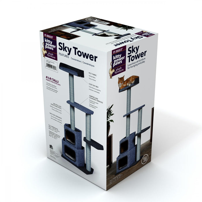 Prevue Pet Products Kitty Power Paws Sky Tower Cat Tree, Gray