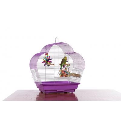 Prevue Pet Products Palm Beach Scallop Roof Budgie Cage, Purple & White
