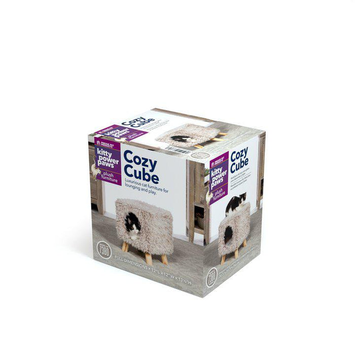 Prevue Pet Products Kitty Power Paws Cozy Cube, Frost Tan